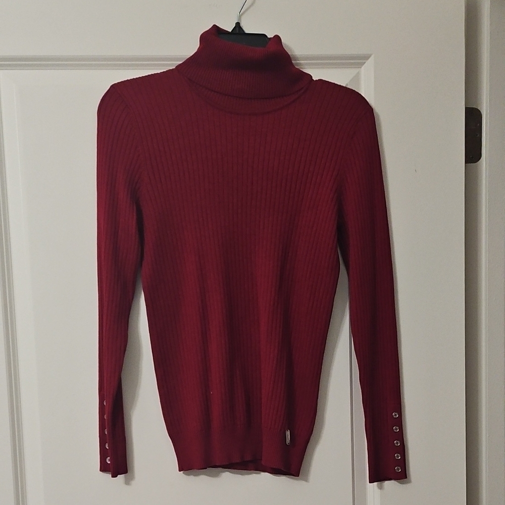Burgundy Turtleneck Slim Fit Sweater